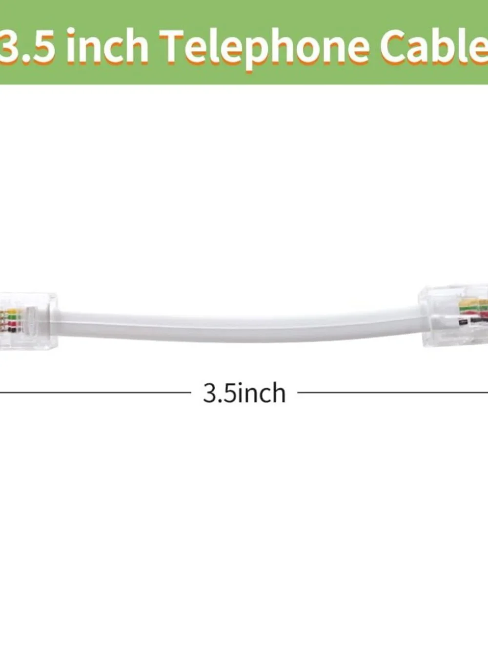 Phone Cable 2 Way Splitter RJ11 6P4C Telephone Line Cord Adapter with 3 inch Cab